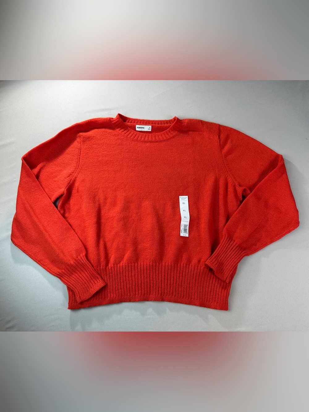 NWT Sonoma Bright Orange Crewneck Sweater XL Long Sleeve Boho